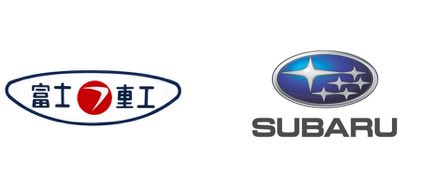 2003年まで使用されていた旧社章と1958年より使用されるSUBARUマーク